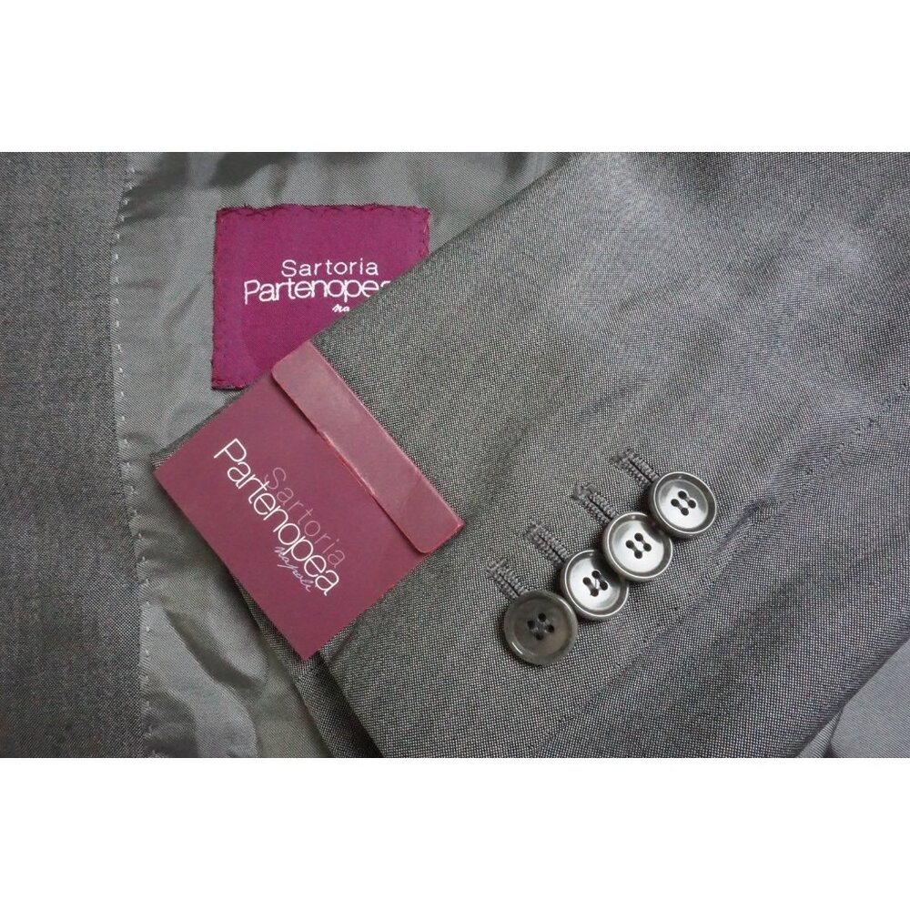 Sartoria Partenopea Silk Blend Solid Gray 2 Pc Suit Jacket Pants 44R BRAND NEW